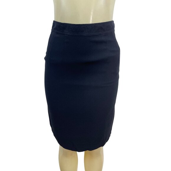 Finity Studio Women's Black Silk Pencil Skirt With Back Slit Size 4 - New - Picture 1 of 8